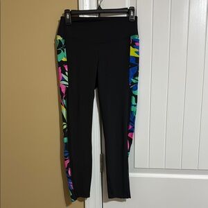 Victoria's Secret Black Leggings with Colorful Side Panels